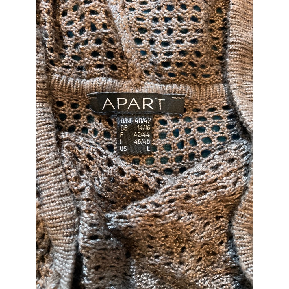 APART Open Knit Cowl Neck Sweater Duster Taupe Lightweight‎ Size L - Picture 2 of 2